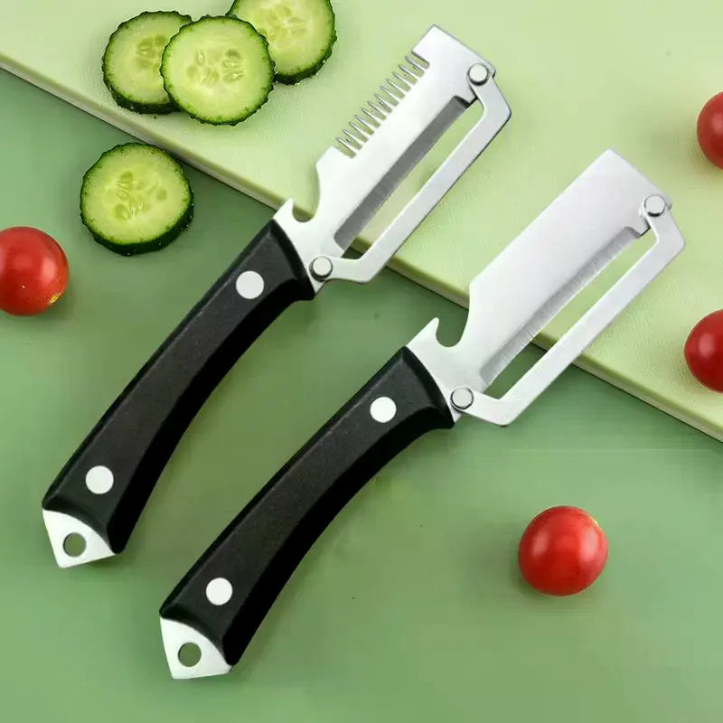 Multi Functional Vegetable Peeler Wooden Handle Peeling Slicing Qme