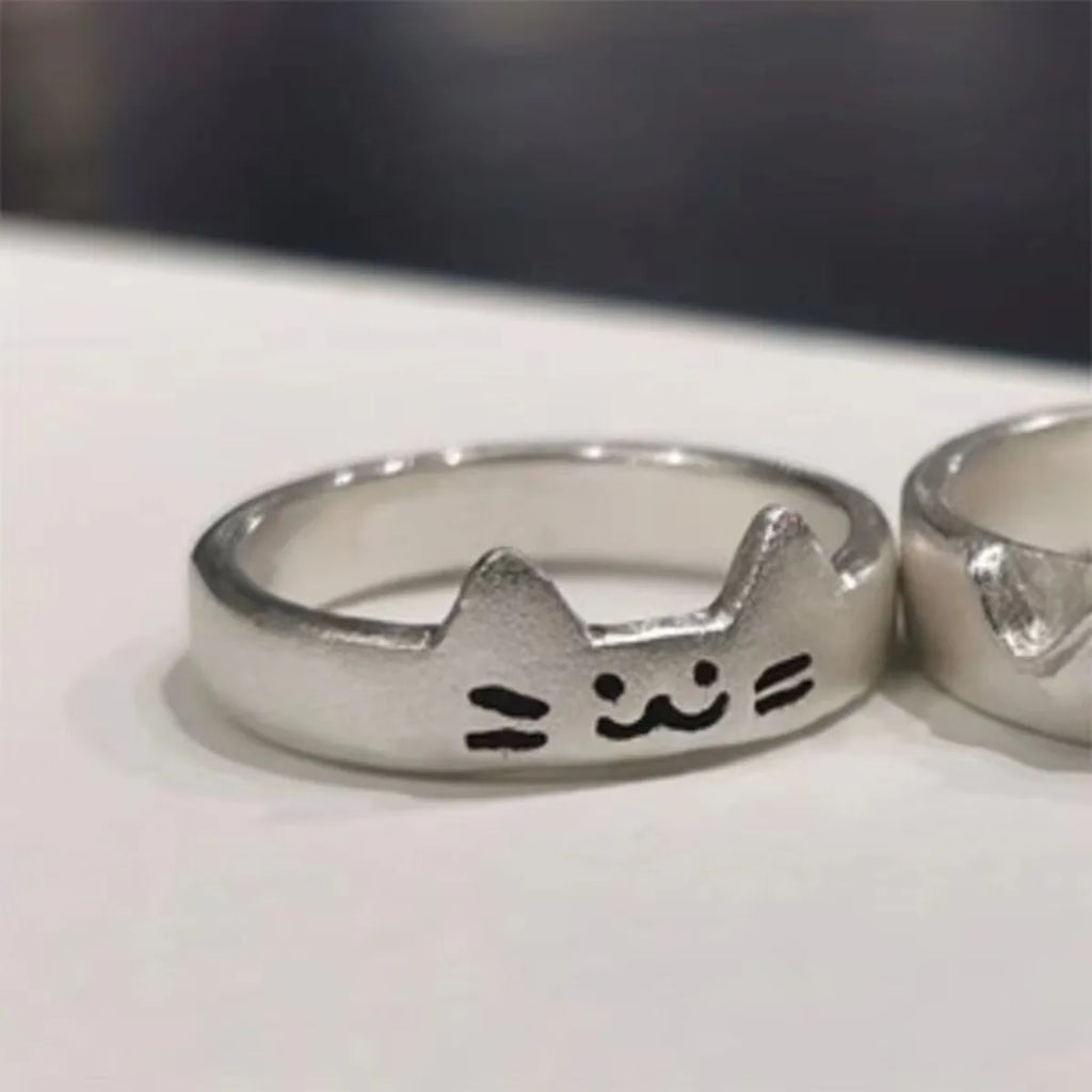 1pcs Cute Cat Dog Animal Couple Ring for Women Men 2025 New Fashion Statement Lover Rings Valentine's Day Party Jewelry Gifts Qme