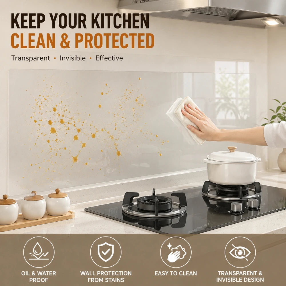 Electrostatic Adsorption Decorative Film Transparent Oil Splatter Guard Anti-grease Wall Protector for Kitchen Tile Surface Qme 1PCS 45cmX1m