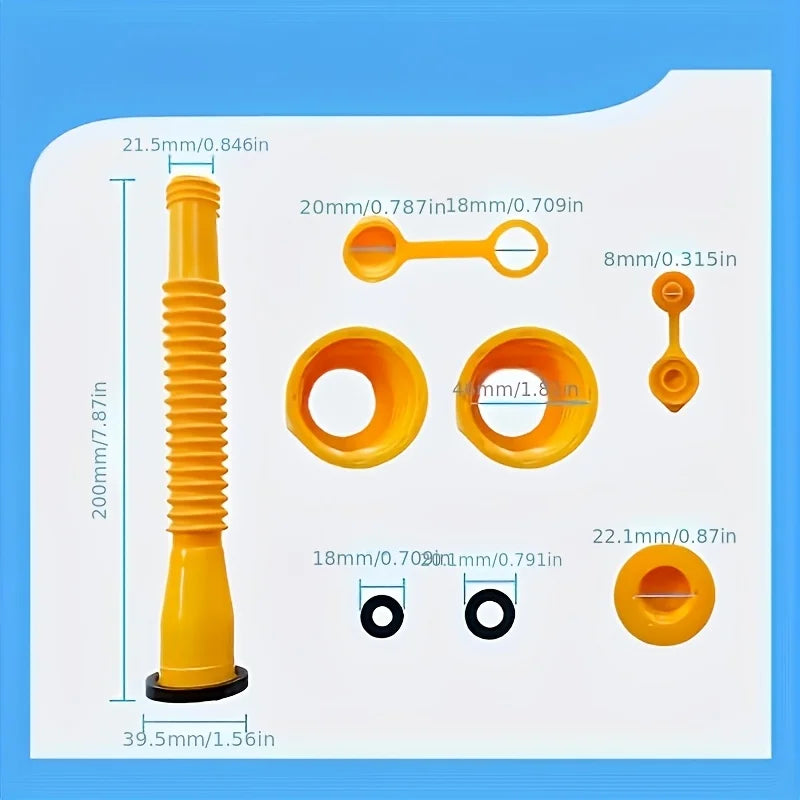 8pcs Durable Fuel Tank Nozzles for European & American Cars, Fits 3.79/7.57/18.93/37.85L Tanks. Thickened Gasket, Anti-Slip Qme
