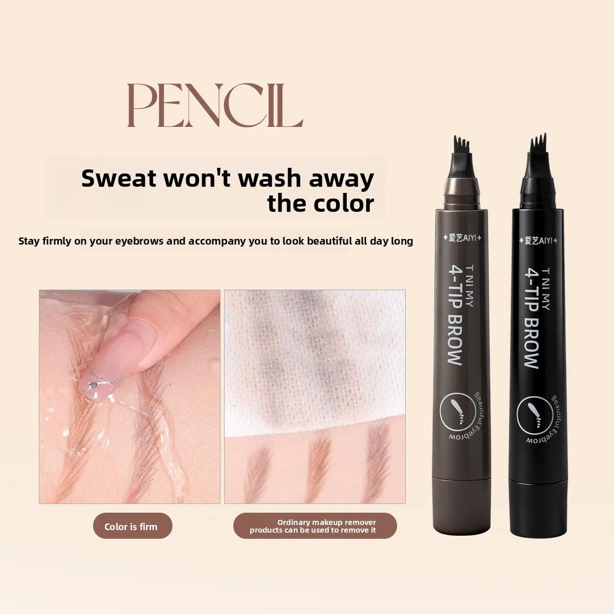 4-Tip Hair Stroke Brow Pen AIYI Waterproof Natural Microblading Long Qme