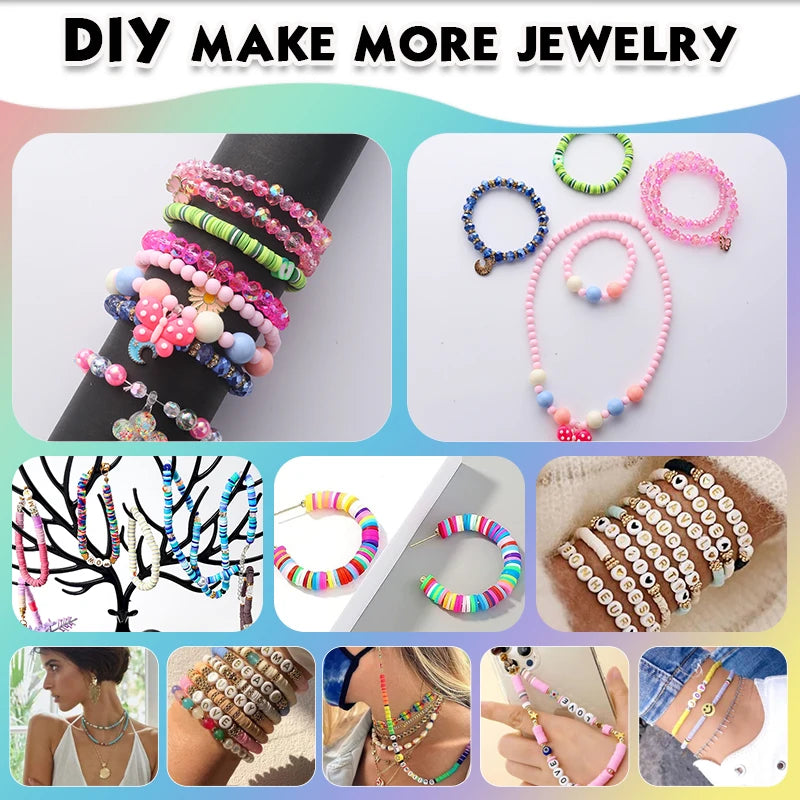 Clay Beads Bracelet Making Kit Seed Letter Alphabet DIY Art Craft Beads Kit with Charms for Jewelry Making Crafts Gifts 8 Styles Qme