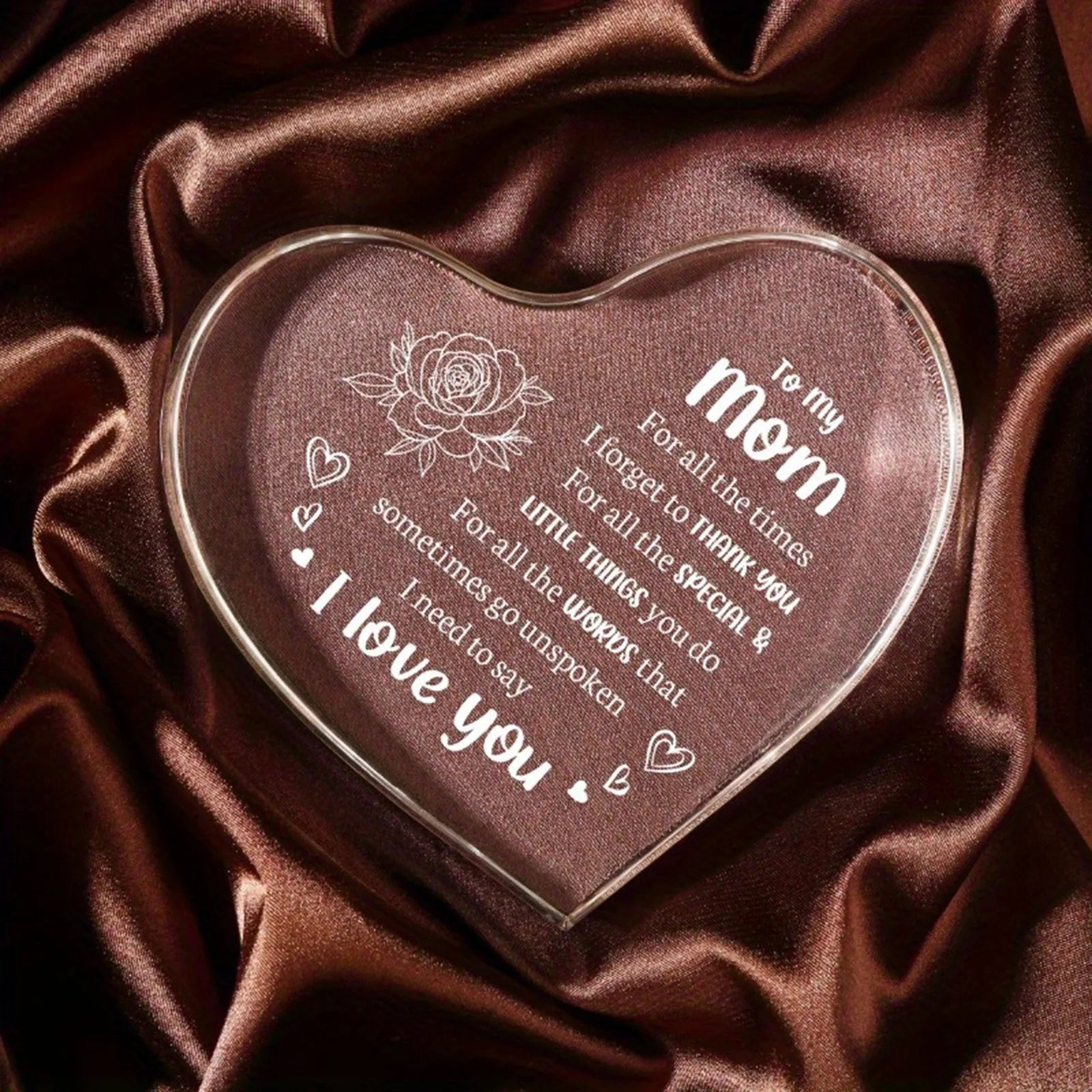 3D Acrylic Heart-Shaped Sign Souvenir Ornaments Home Office Decoration Holiday Birthday Mother Day Gift for Mom Qme