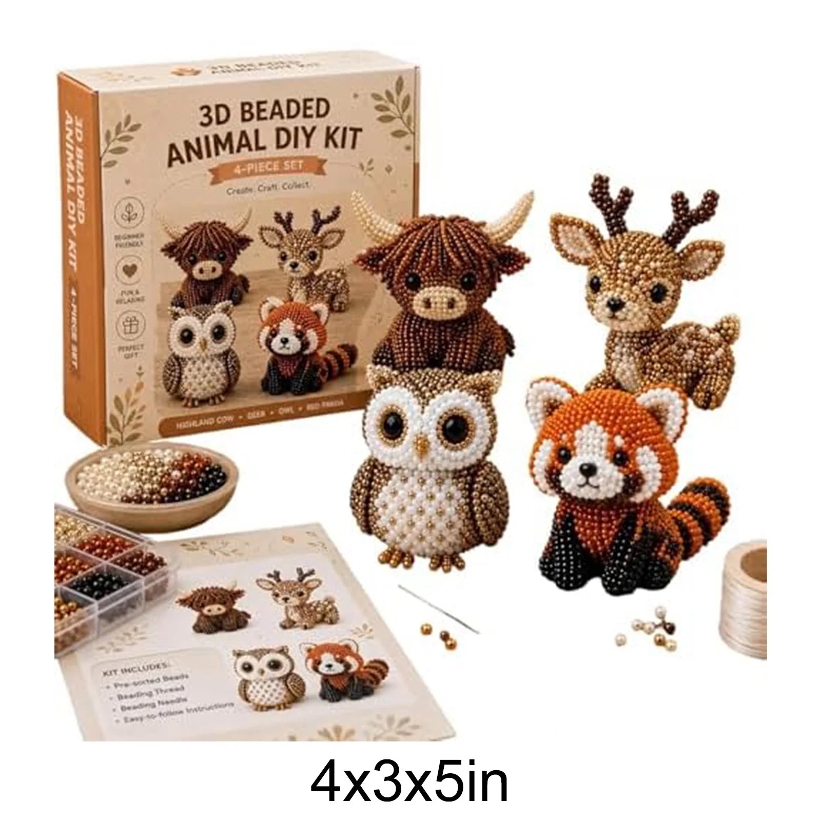 Diy Animal Beading Kit For Adults, Handmade Tiny 3d Beaded Animal Craft Kit, Cute Bead Set With Instructions For Creative Qme