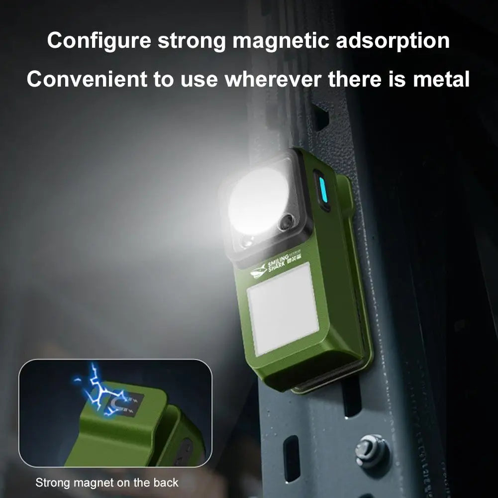 LED Magnetic Clamp Flashlight Clip-on Light Signaling Cycling Outdoor Qme