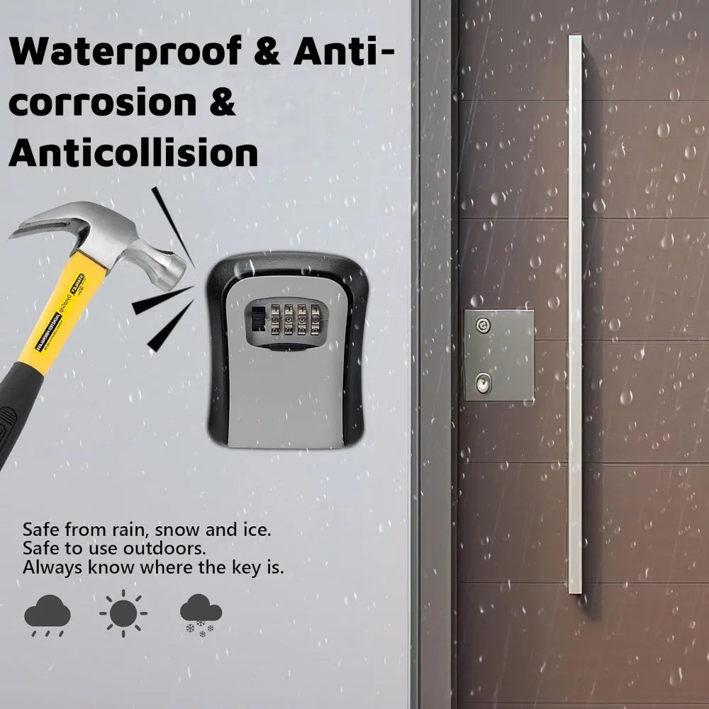 Key Lock Box 4 Digit Password ABS Security Anti-theft Durable Wall Mounted Password Key Box for Home or Office Key Safe Storage Qme