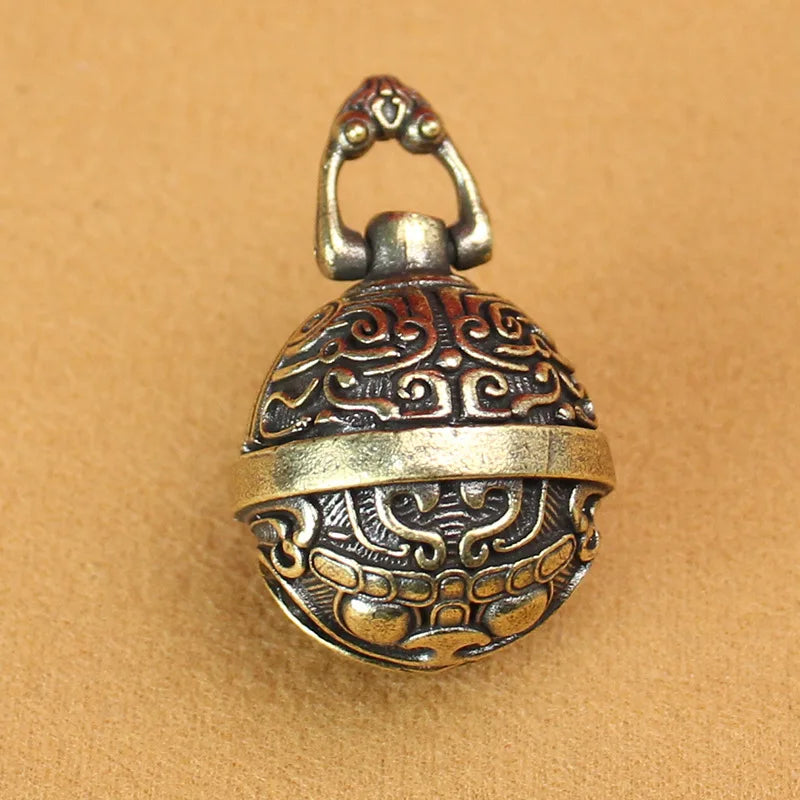 Small Pendant Men Women Vintage Brass Keychain Pure Copper Gluttonous Qme