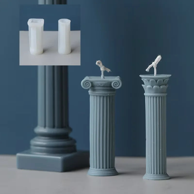 New European Roman Pillar Mold Aromatherapy Candle Mold Kitchen Baking Chocolate Molds Retro Home DecorDIY Gypsum Ornament Mould Qme