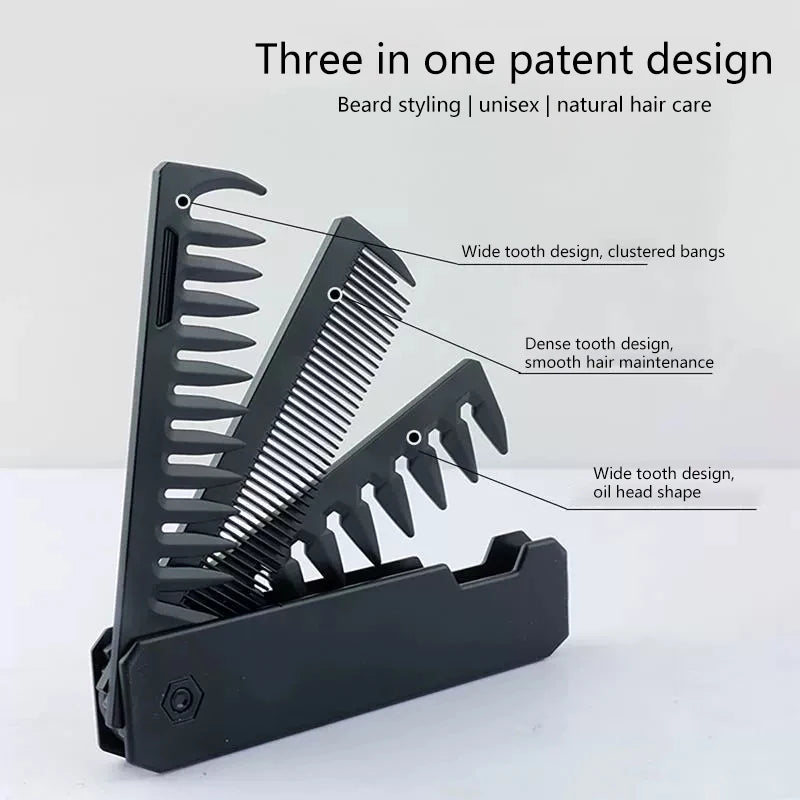 Professional 1 Pocket Folding Combs Wide Tooth Oil Head Comb Beard Qme