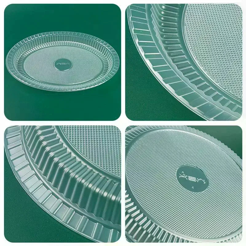 50PCS Disposable Circular Fruit Plates Transparent Plastic Snack Plates Plates Multifunctional Food Home Kitchens Party Supplies Qme
