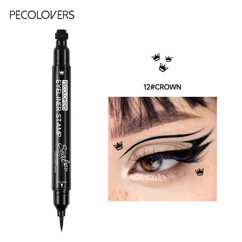 Double-head Liquid Eyeliner Pen Stamps Natural Finish Waterproof Qme 12