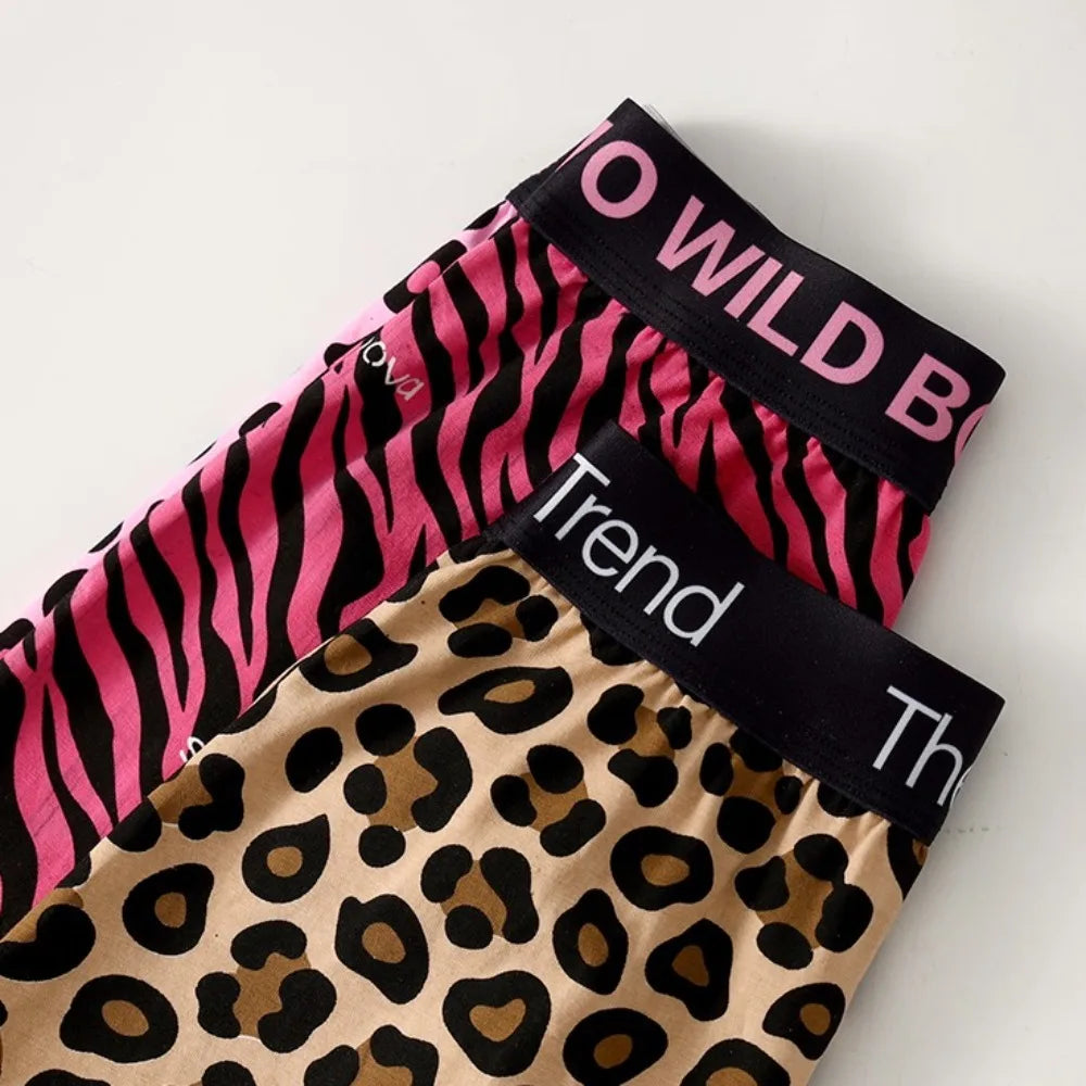 Loose Leopard Beach Shorts High Waist Underpants Men's Sleep Bottoms Sweatshorts Pajamas Baggy Bloomers Shorts Pants Qme