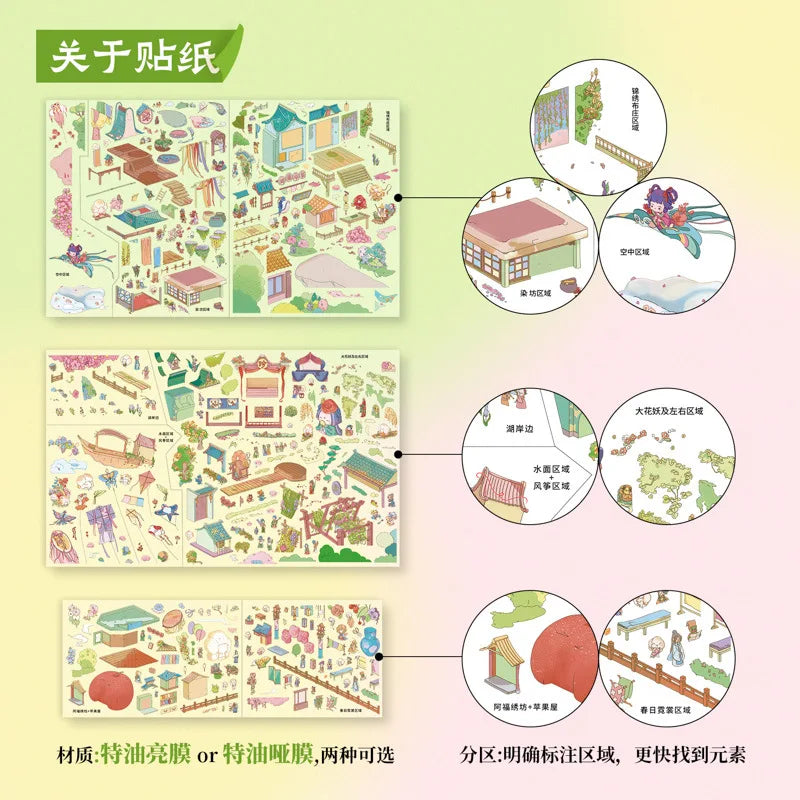 TIANZI 3D Cartoon Miniature Scene Stickers Collection Pocket House Stacking Stickers DIY Kawaii Handmade Scrapbook Decoration Qme
