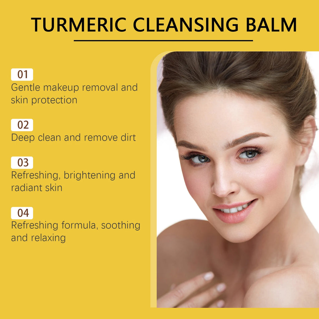 Ginger Lemon Makeup Remover Cleansing Facial Non-Tightening Gentle Makeup Face Eye Lip Makeup Remover Turmeric Cleansing Balm Qme