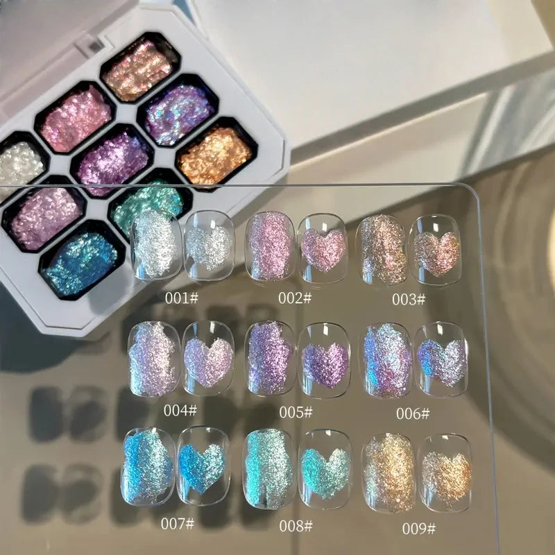 9 Colors 3D Stereo Glitter Gel Powder Paste Polarized Bright Modeling Qme