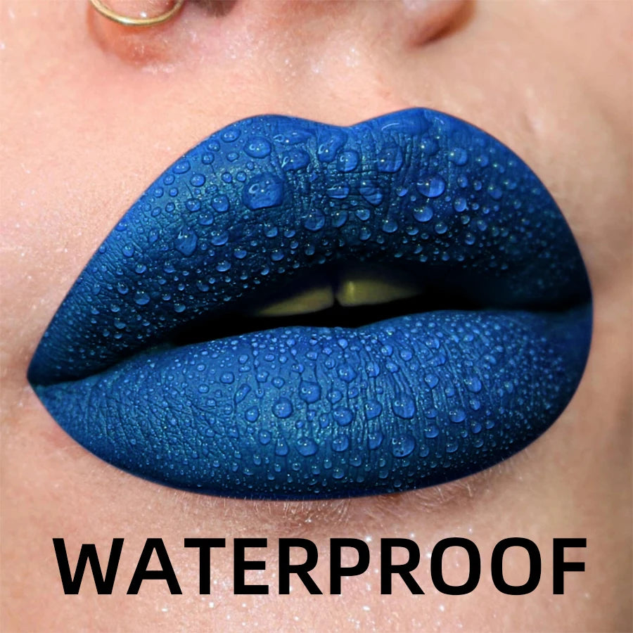Sexy Velvet Matte Lip Glaze Liquid Lipstick Beauty Gloss Blue Nude Qme
