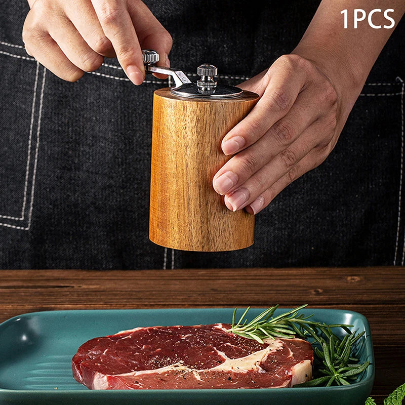 Hand-operated Pepper Mill Kitchen Manual Solid Wood Black Grinder Qme