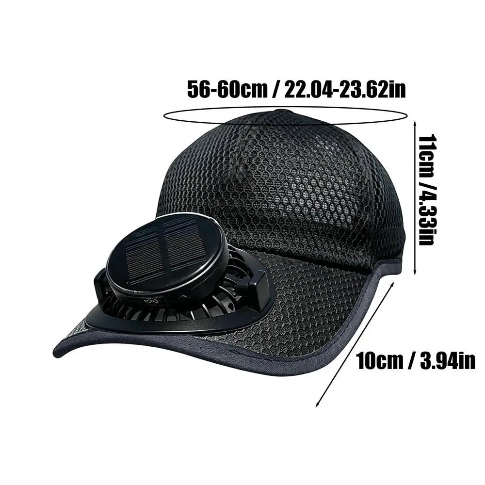 Solar Fan Hats for Men 3-Speed Wide Brim Sun Blocking Headwear 600 MAh Battery USB Charging Solar Powered Hat Fan for Outdoor Qme Black