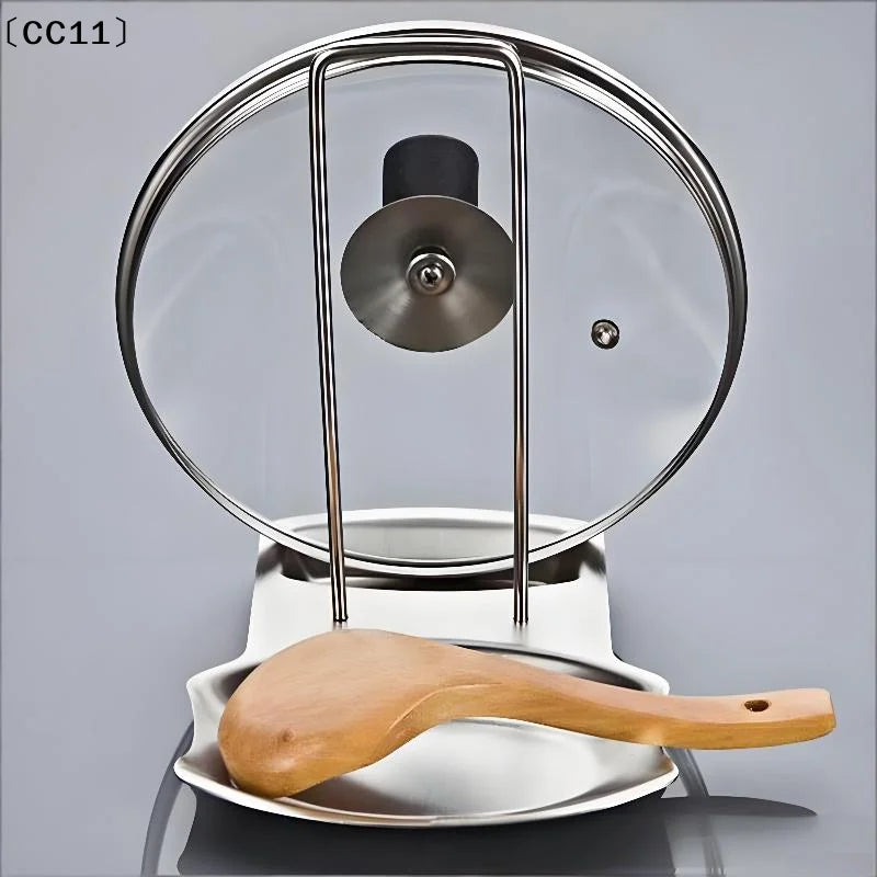 Stainless Steel Pot Lid Holder Kitchen Storage Rack Utensils Dish Qme
