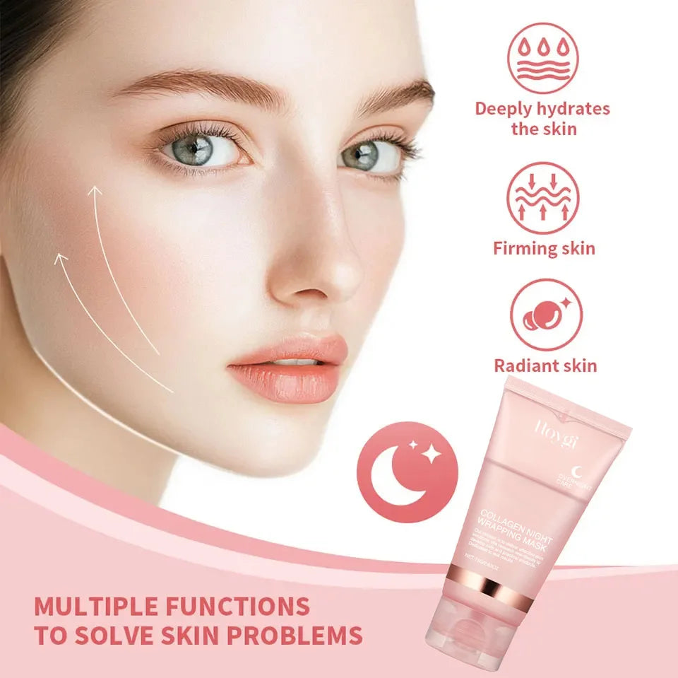 Deep Collagen Mask Peel Off Mask Anti Wrinkle Lifting Face Skin Care Masks Bio Pack Night Wrapping Woman Overnight Skin Hydrates Qme