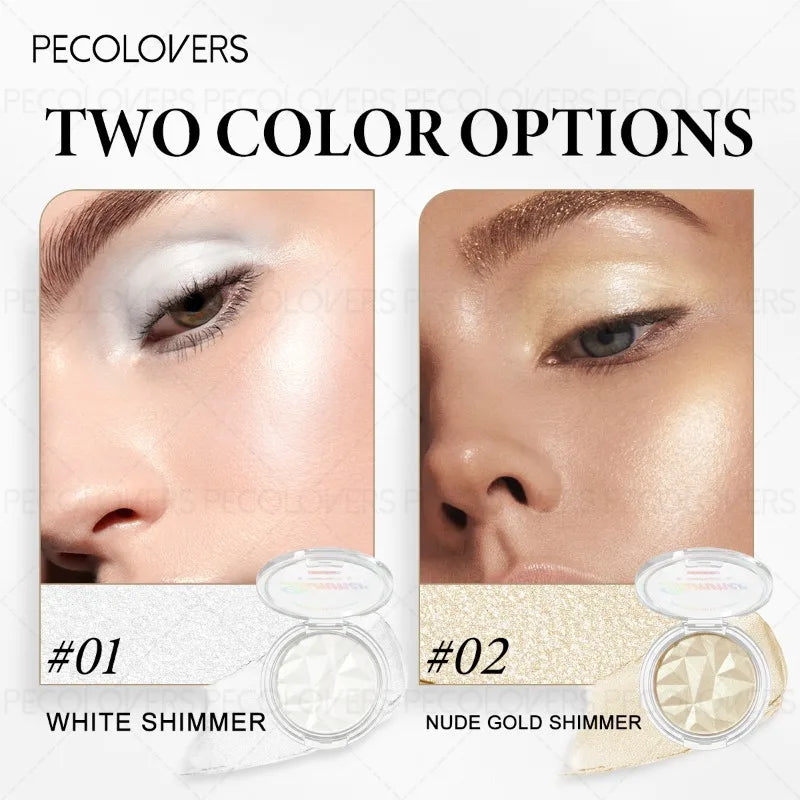 1PC Face Highlight Palette, White Silver and Champagne, Brightening Face Highlight, Waterproof, Facial Cosmetics Qme