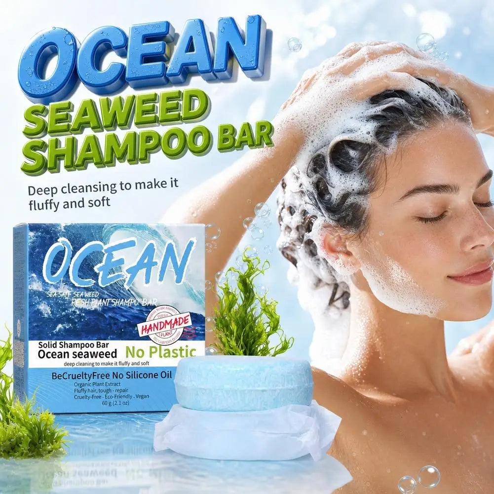 Refreshing Ocean Shampoo Seaweed Essence Handmade Soap Soft And Tough Hair Care Soap Men's Shampoo 1/3/5PCS Qme
