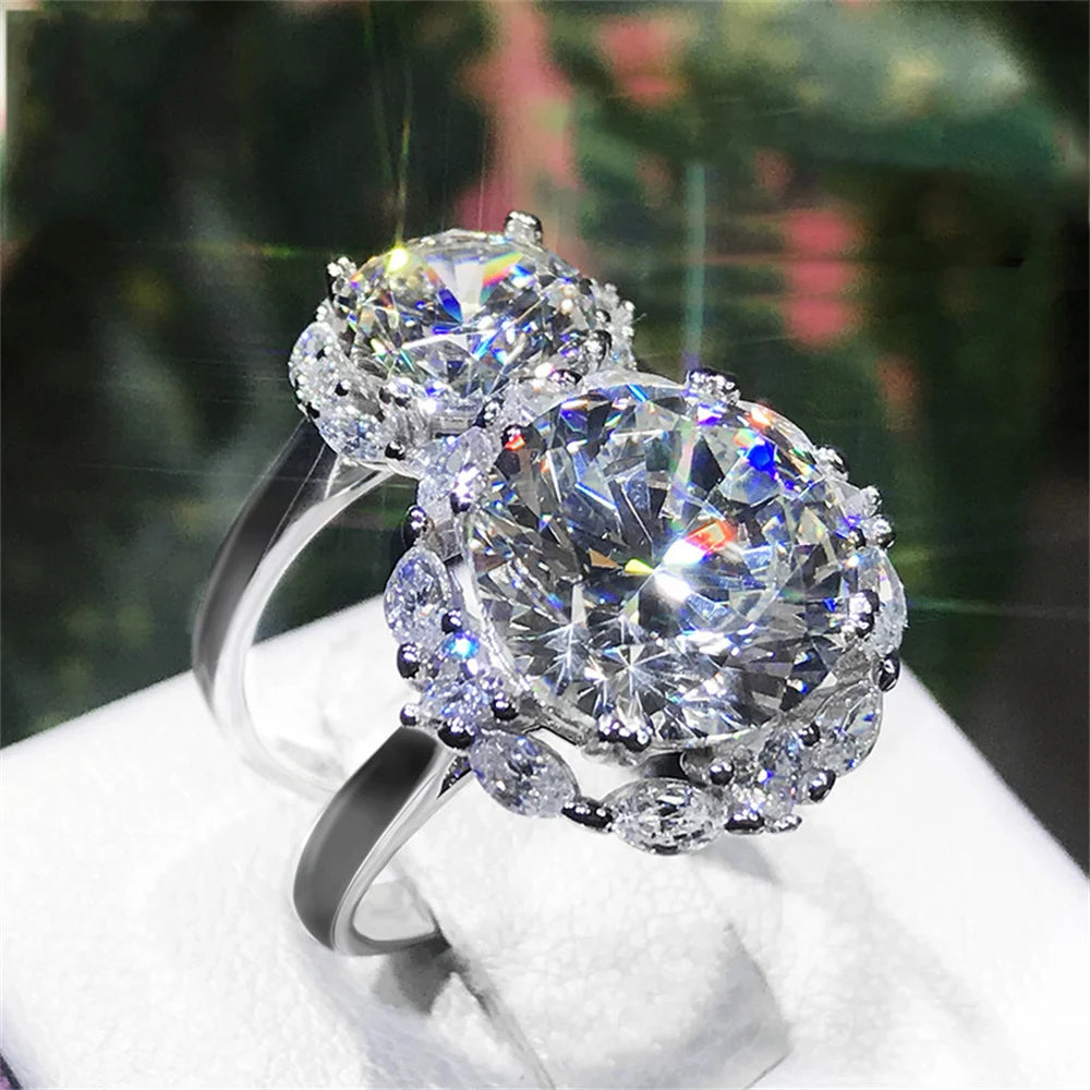 Popular Queen Big 5-carat Imitation Moissanite High Carbon Zircon Ring Adjustable Proposal Wedding Party Jewelry Give Gift box Qme