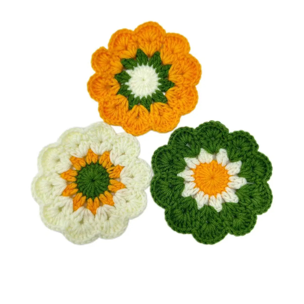 3pcs 100% handmade crochet coasters, ladies' fun gift, cute 3-piece coaster set Qme 3pcs