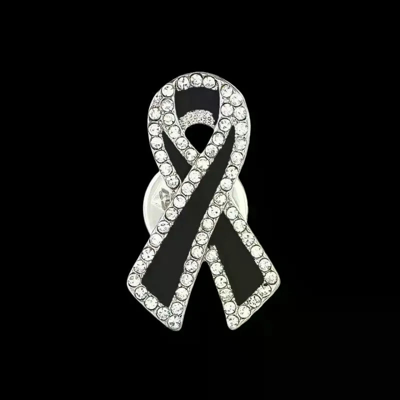 1/3/5Pcs Black Rhinestones Ribbon Brooch Funerals Memorial Pin For Woman Men Suit Dress Shirt Accessories Mourning Badge Qme
