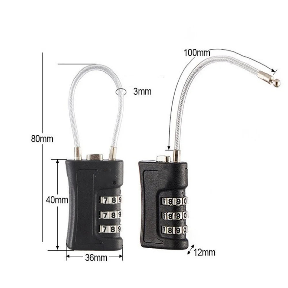 Safety Traveler Bag Customs Code Lock for Gym Storage Cabinets and Suitcases Portable Wire Rope Moisture-proof Password Lock Qme
