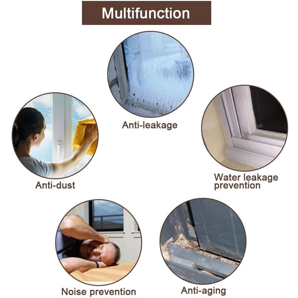 Door Insulation Seal Strip Tape Self-adhesive Acoustic Rubber Foam Weatherstrip Window Sound Draft Stopper Weather Strip Qme