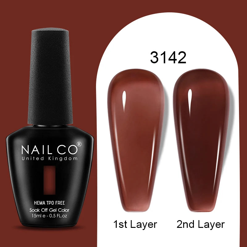 Nailco Jelly Gel Nail Polish Transparent Varnishes 44 Colors Red Pink