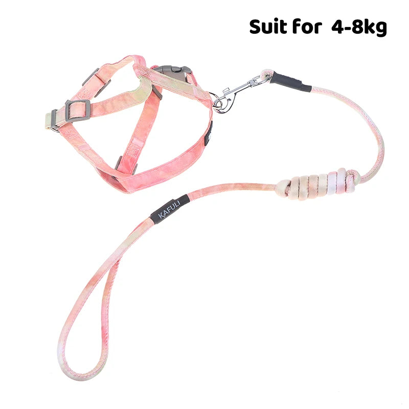 Kitten Harness Pet Traction Supplies Collar Small Cat Outdoor Leash Qme Orange powder M