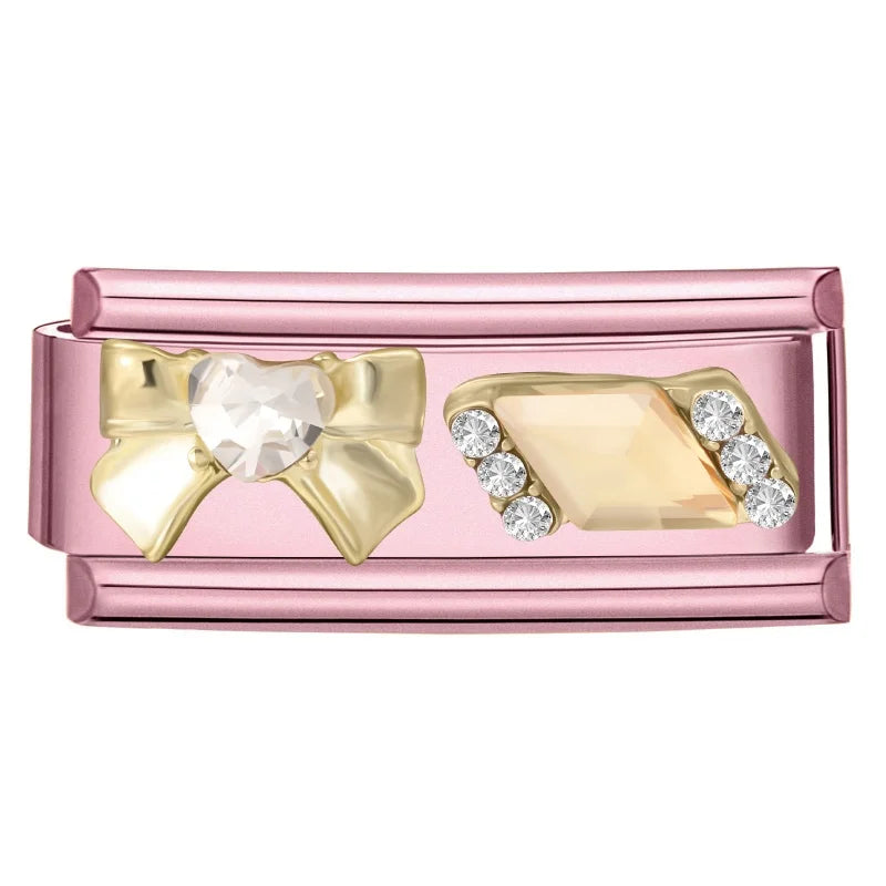 Shiny Colorful Zircon Bowknot Butterfly Garland Italian Charm Links