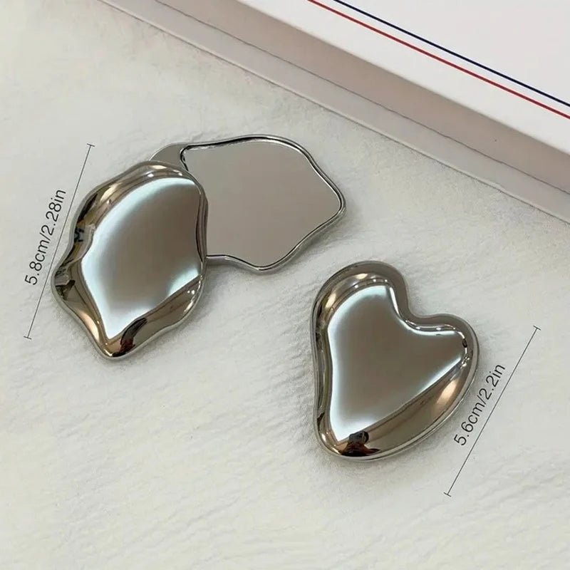 Heart Shape Makeup Mirror Girl Cute Small Portable Student Rotating Qme onesize