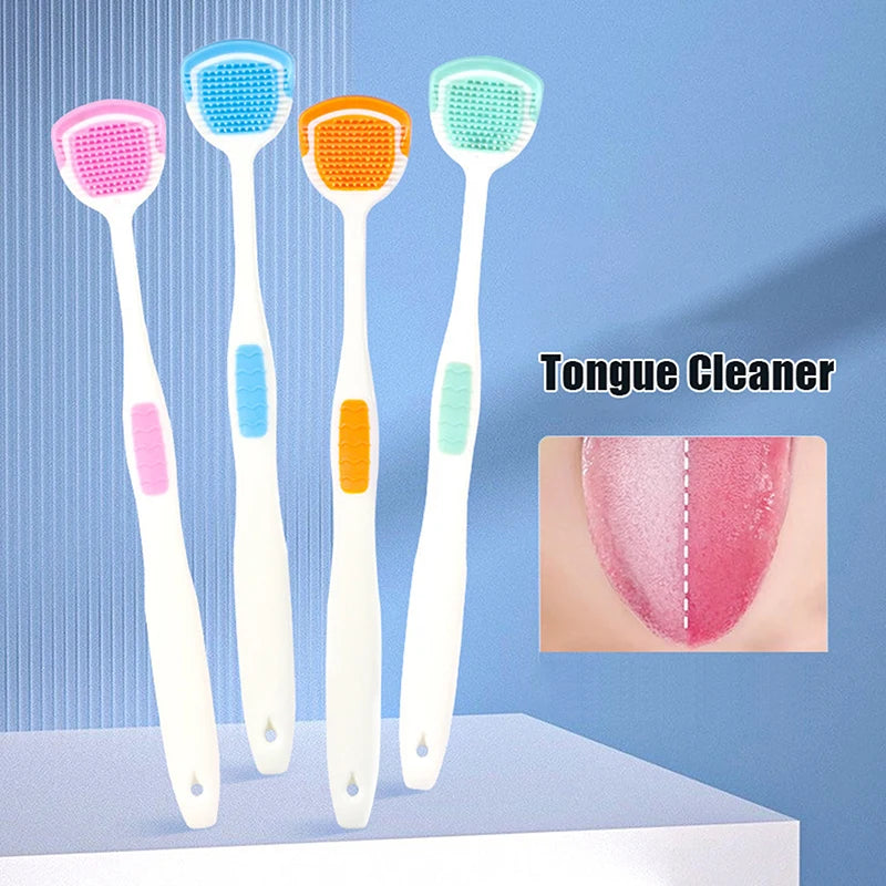 1 Tongue Scraper Soft Silicone Cleaning Toothbrush Oral Cleaner Brush Qme