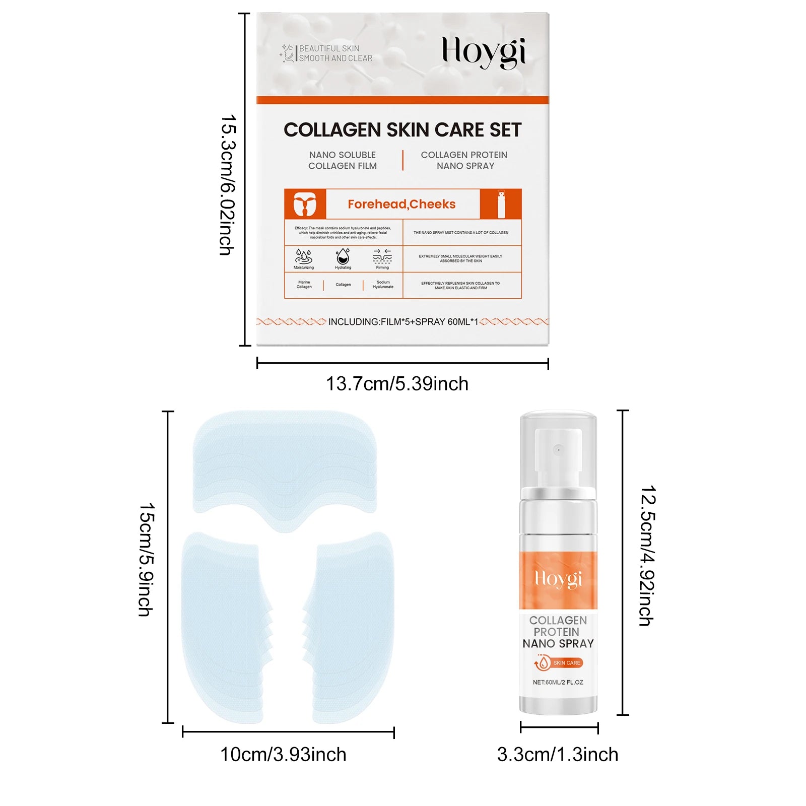 Nano Soluble Collagen Face Mask Serum Spray Set Wrinkle Repair Face Filler Increase Skin Elasticity Brightening Skin Care Set Qme
