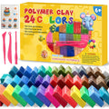 24 Colors Non-Toxic Polymer Clay Set Stone Plastic Non-Baking Dried Handmade DIY Material Clay Starter Kit for Artists Beginners Qme multicolour