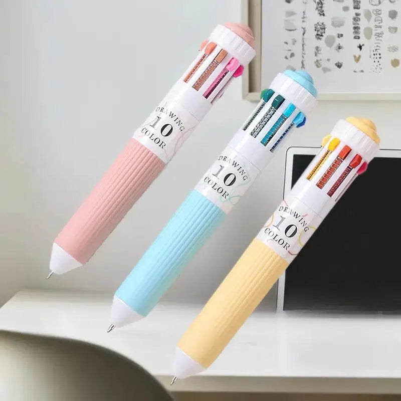 28 Ballpoint Pen Soft Grip Press Multicolor Writing Drawing School Qme