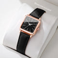 Rose gold square pink leather women's simple digital scale small square watch, not including gift box Qme Black Without Box
