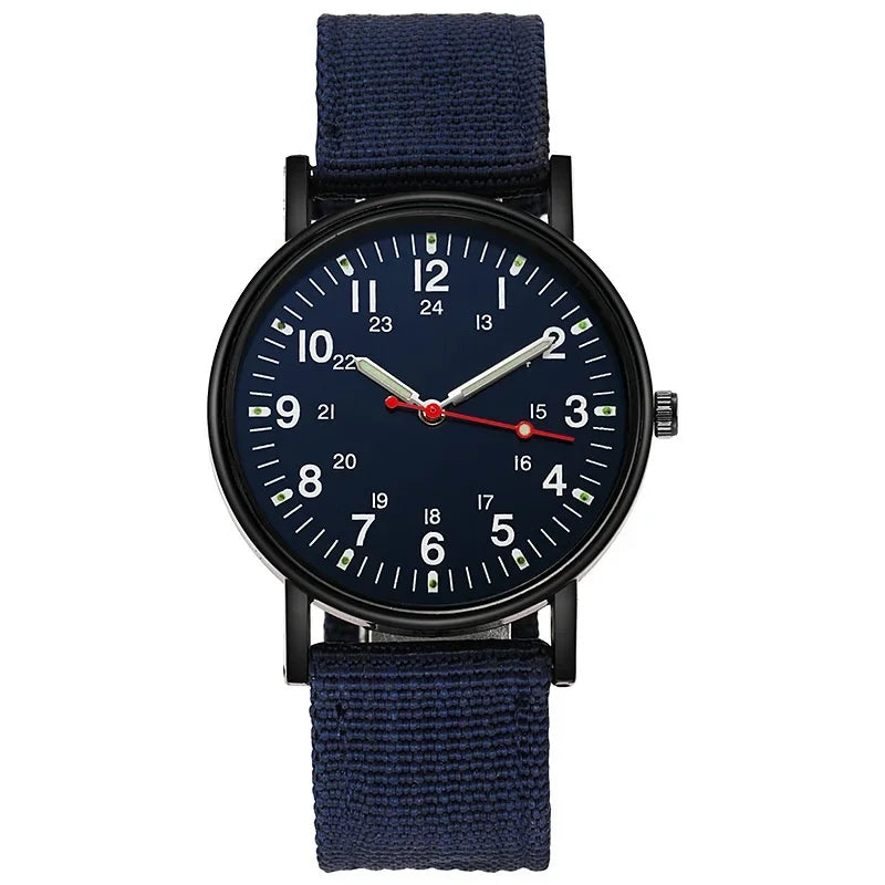 Luminous Dial Men's Braided Strap Casual Watch, Quiet Quartz Watch for Male Students Qme blue