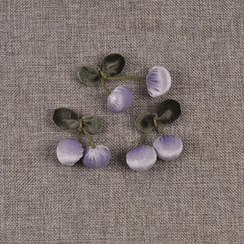 4pcs 42x55mm Assorted Polyester FibreCherry Appliques, Cute Fabric Cherry Pendants for DIY Hair Accessories Crafts cp3849 Qme 4pcs-2 42x55mm