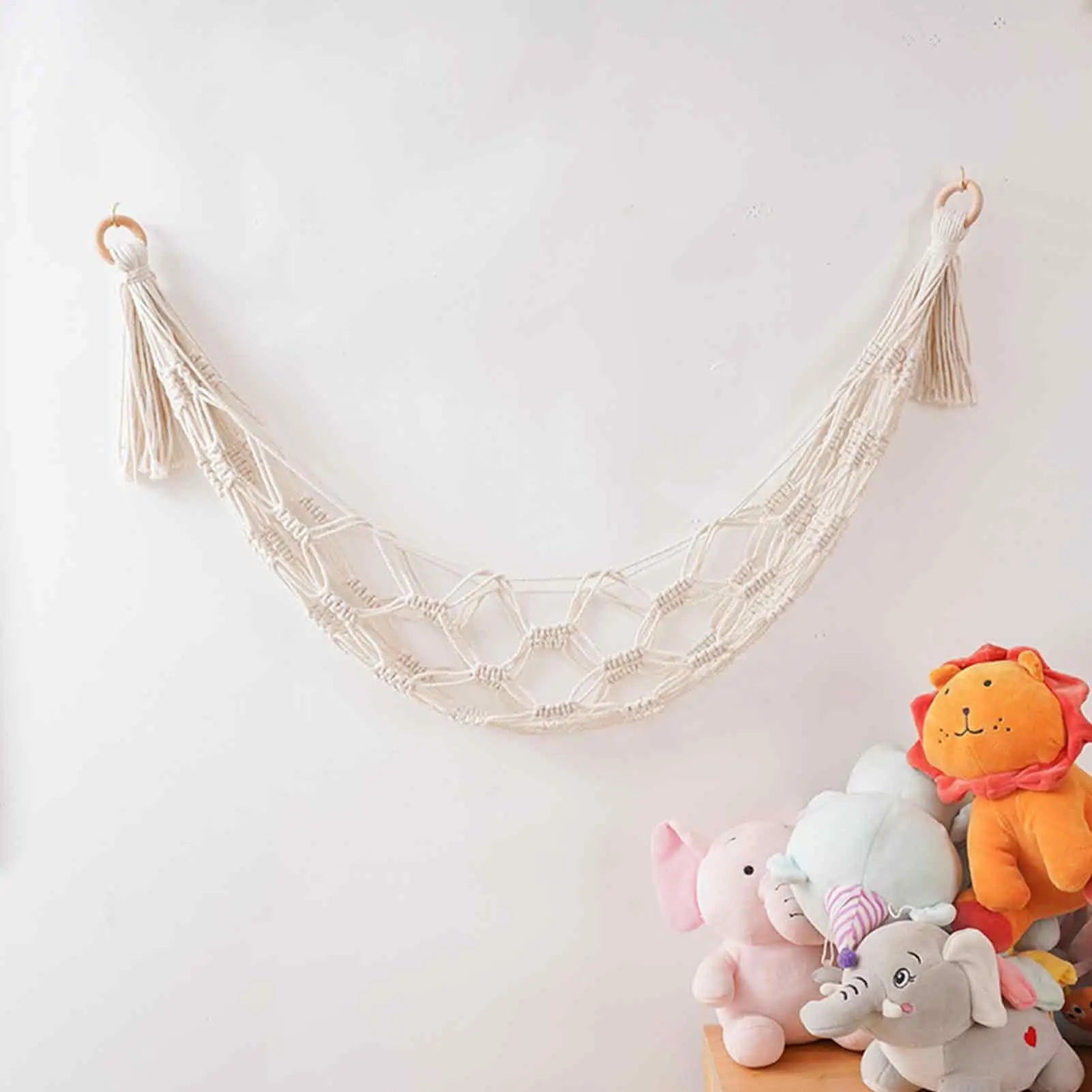 Hammock for Stuffed Animals Toy Net Wall-Mounted Corner Holder Organizer Storage for Playroom Nursery Dorm Bedroom Decor Qme