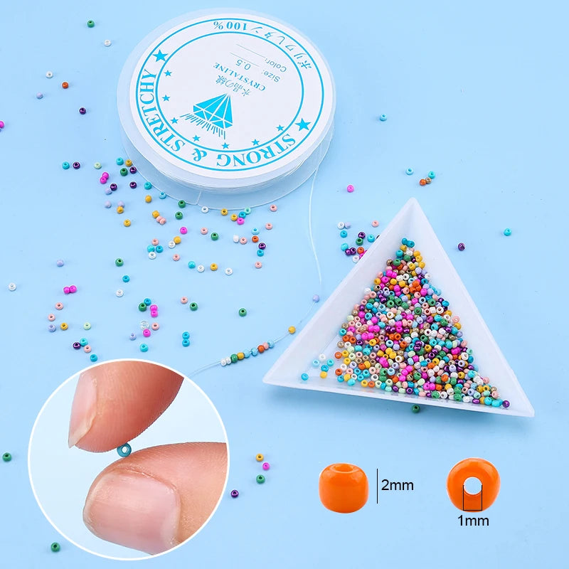 20000pcs Jewelry Making Kit Seed Beads Set 2mm Glass Beads Set Bracelets Necklace Ring Making Seedbeads Kit For DIY Art Craft Qme