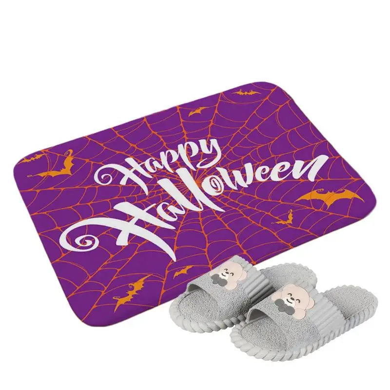 Halloween Door Mat Spider Web Decorative Holiday Floor Rug Outdoor Qme