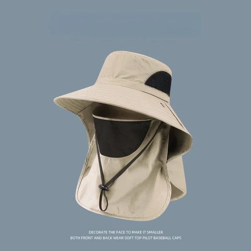 Summer Sun Hats UV Protection Outdoor Hunting Fishing Cap Fishing Hat with Mask UPF 50+ Summer Sun Protection Wide Brim Hat Qme KQ