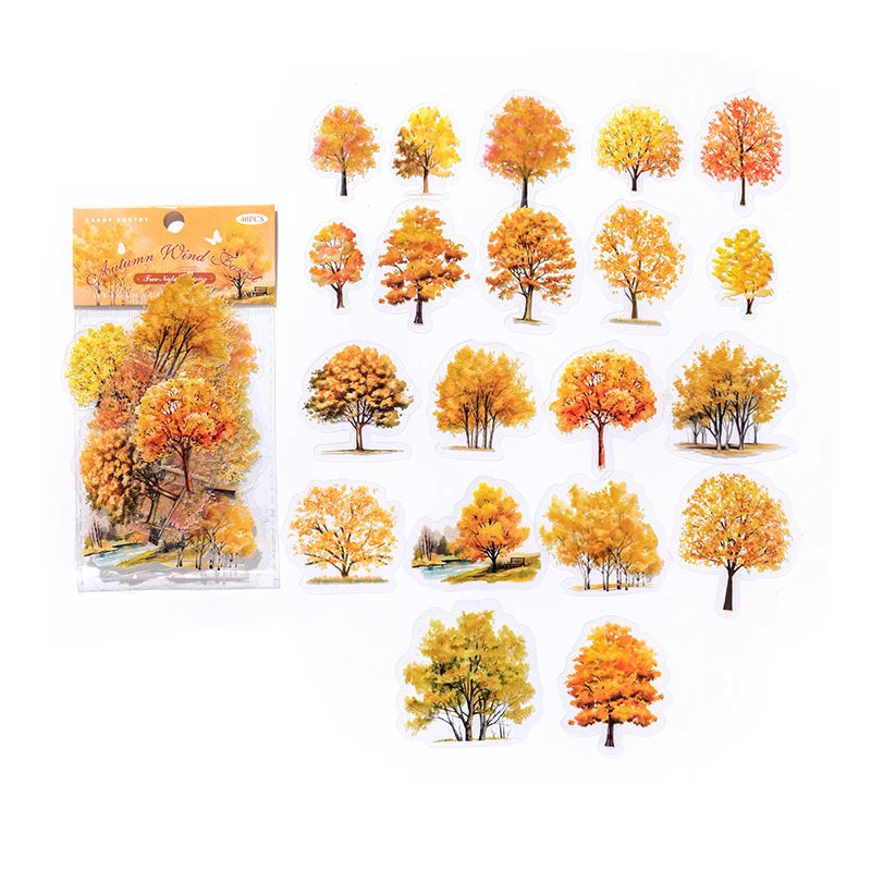 40pcs/pack PET Forest scenery Stickers Aesthetics Stationery DIY Scrapbooking Materials Collage Junk Journal Decor Stickers Qme C