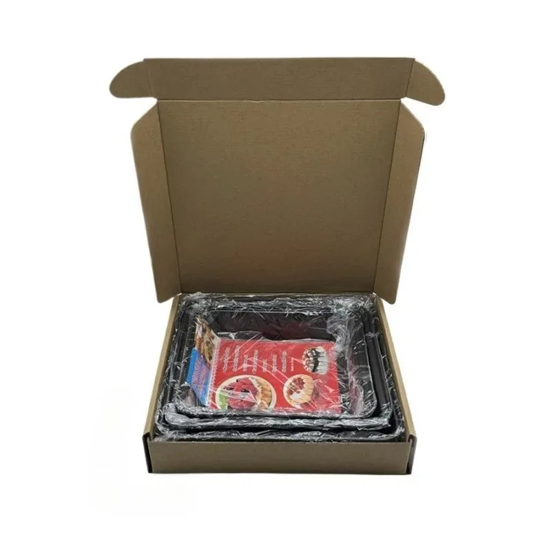 Carbon Steel Baking Pan Non-stick Cookie Cake Sheet Bread Pastries Qme 1set 3Pcs