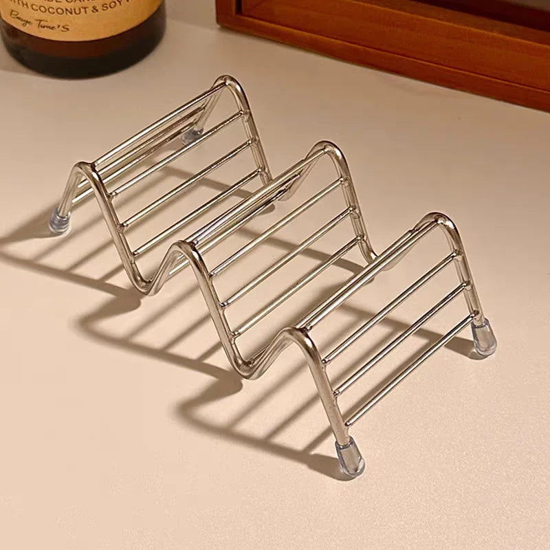 Stainless Steel Soap Box Creative Wave Shaped Soap Box Toilet Soap Storage Drain Rack Household Bathroom Storage Rack Soap Box Qme A