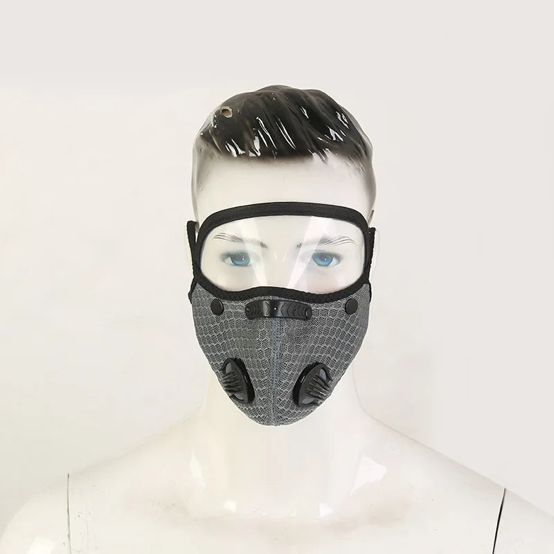 2pcs Sport Face Mask Activated Carbon Filter Riding Mouth Cover Dustproof Reusable Washable Cardio Sports Mask Qme gray 2pcs